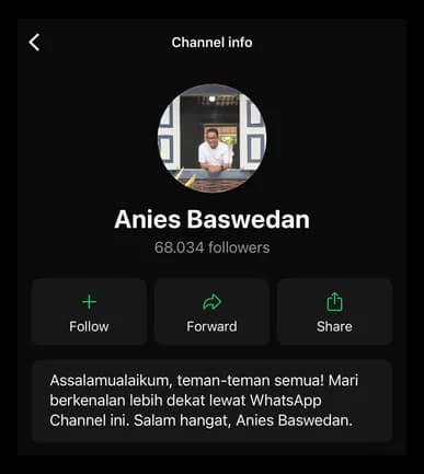Anies Baswedan · WhatsApp channel